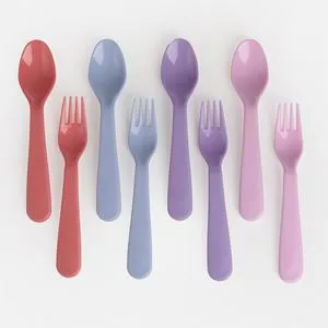 Set 8 Furculițe și Linguri din Plastic, 16 cm, Culori Diverse