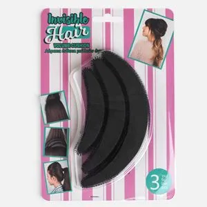 Set 3 Bureți Invizibili pentru Volum Par, Negru, 13/11/8 cm