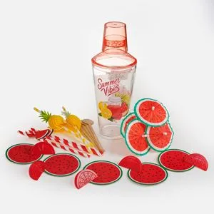Set Accesorii pentru Cocktail Pepene Verde, 25 buc, Transparent