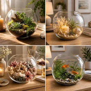Bol decorativ rotund din sticlă transparentă, Ø29x22,5 cm – poza 3