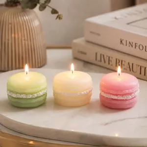 Lumanare 3D Macaron Colorata, Ø4,5x3,8cm, Set 3 buc