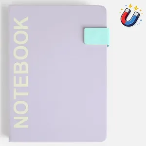 Carnet A5 cu spirala si coperta PU mov, 70 file, inchidere magnetica – poza 2