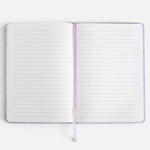 Carnet A5 cu fluturi si inchidere elastica, 80 file liniate, mov lila – poza 4