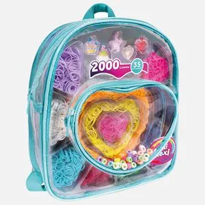 Rucsac cu 2000 de Elastice Colorate si 35 Accesorii pentru Creatii