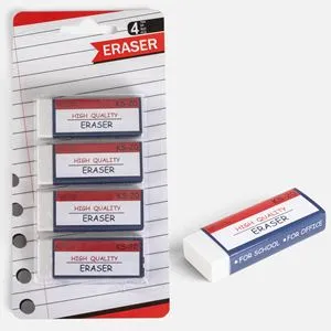 Set 4 Radiere Albe pentru Birou si Scoala, 6x2.3 cm