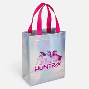 Geanta multifunctionala holografica K-POP cu manere fucsia, 19.5x10x25 cm