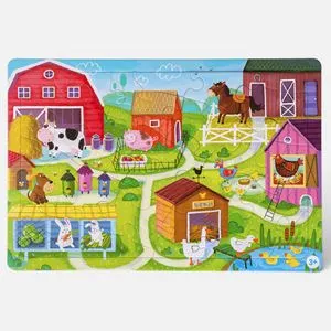 Puzzle Fermă cu Animale, 24 Piese, Multicolor, Carton