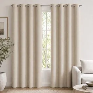 Perde de fereastră beige, textură fină pentru camere