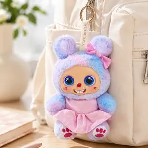 Breloc Charm Ursuleț Roz și Lila pentru Geantă, Dimensiune 15cm