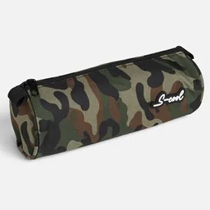 Penar școlar cilindric kaki army cu fermoar negru