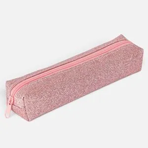 Penar scolar cilindric roz cu glitter 18x4x4cm