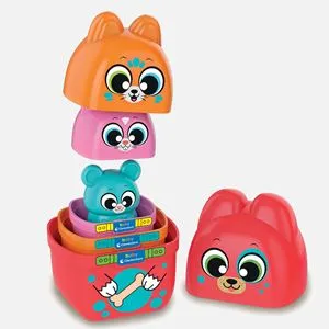 Jucarie educativa 2 in 1 cu animalute, Set 4 buc, Multicolor