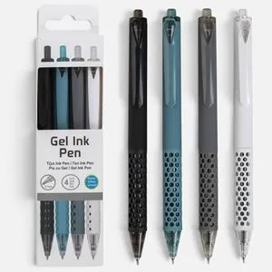 Set 4 Pixuri cu Gel cu Cerneala Albastra si Corp Colorat, Varf 0.7mm