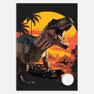 Caiet A5 Matematica cu Coperta T-Rex, 40 File, Model Dinozaur