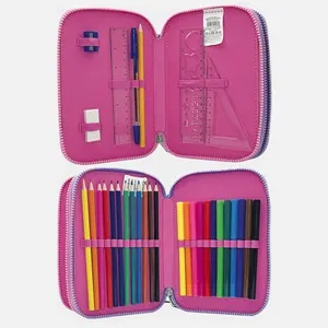 Penar dublu echipat pentru școală, lila cu model cățel, 14x4,5x20 cm – poza 3