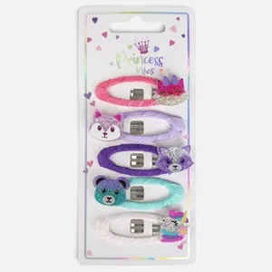 Clame de Par Colorate pentru Copii cu Animalute si Glitter, 5 Bucati, 5cm – poza 3