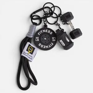 Breloc decorativ cu tematică fitness, Negru, Set 3 buc – poza 2