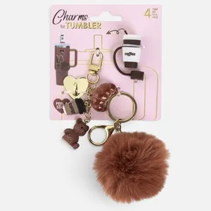 Set 4 Accesorii si Charm-uri pentru Cana Termos, Breloc Ursulet si Pompon – poza 4