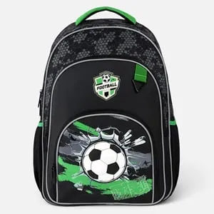 Ghiozdan Școlar Negru cu Model 3D Minge de Fotbal, 31x15x45 cm – poza 2