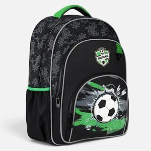 Ghiozdan Școlar Negru cu Model 3D Minge de Fotbal, 31x15x45 cm – poza 4