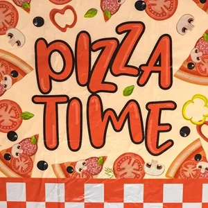 Față de masă plastic cu carouri roșii și imprimeu Pizza Time 180x120 cm – poza 4
