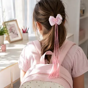 Elastic de Par cu Codite Roz si Funda cu Floare pentru Fete, 35cm – poza 3
