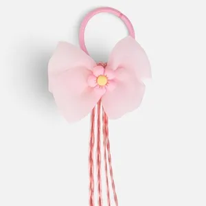 Elastic de Par cu Codite Roz si Funda cu Floare pentru Fete, 35cm – poza 4