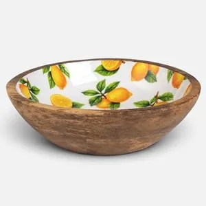 Bol din Lemn cu Interior Emailat și Model Lămâi, 540ml, 25x8cm – poza 2