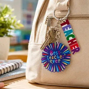 Breloc Cadou Best Teacher pentru Profesori, Set 2 Piese Colorate – poza 3