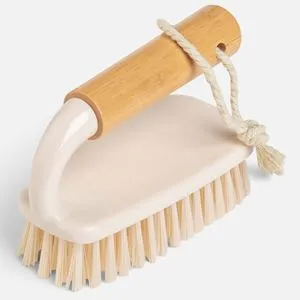 Perie de curățare cu mâner din bambus, bej, 13 cm, pentru rosturi și pardoseli