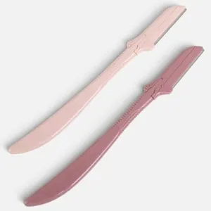 Set 2 Aparate de Ras pentru Sprancene, Roz Nude, Maner Subtire – poza 2