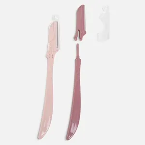 Set 2 Aparate de Ras pentru Sprancene, Roz Nude, Maner Subtire – poza 3