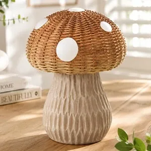 Ciuperca decorativa de toamna din ceramica si ratan, 14x17,5 cm – poza 2