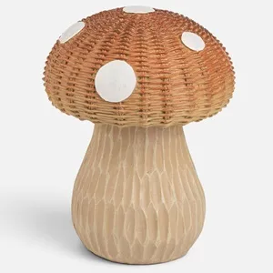 Ciuperca decorativa de toamna din ceramica si ratan, 14x17,5 cm – poza 3