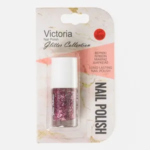 Oja de unghii fucsia cu glitter argintiu și confetti, 6 ml – poza 3