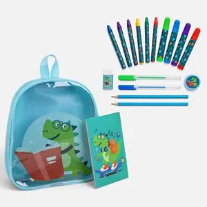 Set școlar cu rucsac tematic dinozaur, Albastru