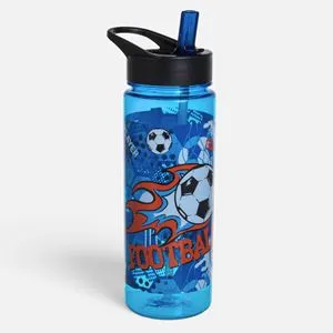 Sticla de apă plastică cu model fotbal, 650 ml, capac flip-top și inel de transp