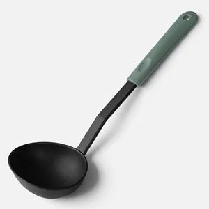 Polonic din plastic antracit cu mâner verde, 31,5 cm