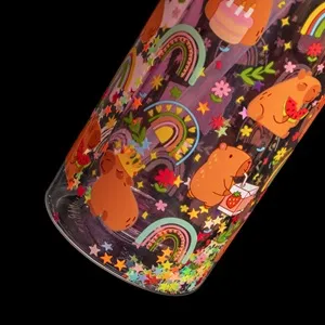 Sticla de apa pentru copii 500ml cu pai Flip Top si model Capybara – poza 4