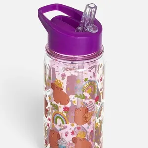 Sticla de apa pentru copii 500ml cu pai Flip Top si model Capybara – poza 5