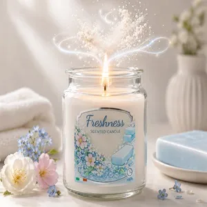 Lumânare parfumată albă Cotton Fresh în recipient cu capac, 80 ore – poza 2
