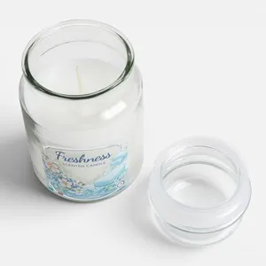 Lumânare parfumată albă Cotton Fresh în recipient cu capac, 80 ore – poza 4