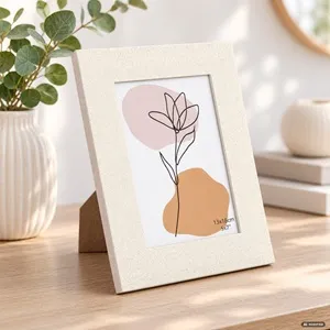 Ramă foto ecru efect nisip 13x18 cm, design minimalist pentru birou – poza 3