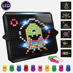 Joc Creativ Mozaic cu Cuie Colorate si LED pentru Copii – poza 2