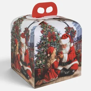 Cutie cadou Crăciun din carton cu mâner, design Moș Crăciun, 20 cm – poza 3