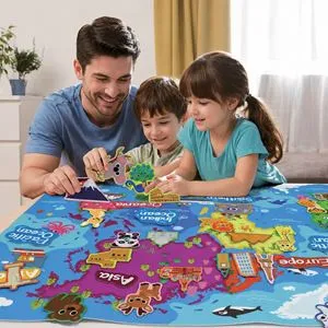 Busy Board Harta Interactiva din Fetru 103x70cm pentru Copii