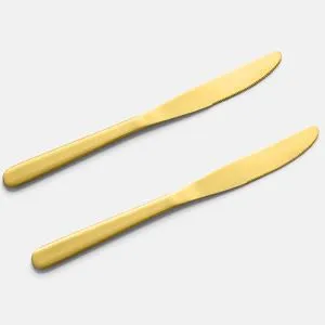 Set 2 cuțite din oțel inoxidabil cu finisaj auriu mat, 20,5 cm