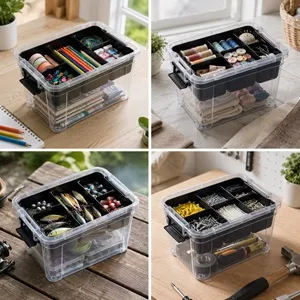 Cutie Organizator Transparenta cu Raft Detasabil si Compartimente 2.25L – poza 3