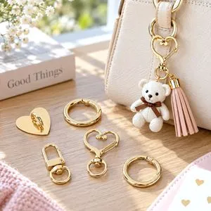 Set 5 Accesorii Aurii pentru Breloc si Charm Geanta