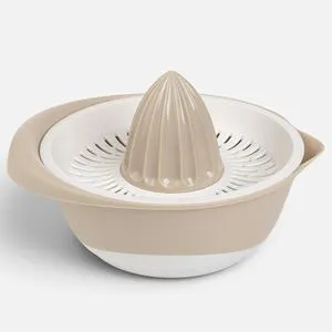 Storcator de citrice manual 600 ml, design bej-maro, cu strecuratoare